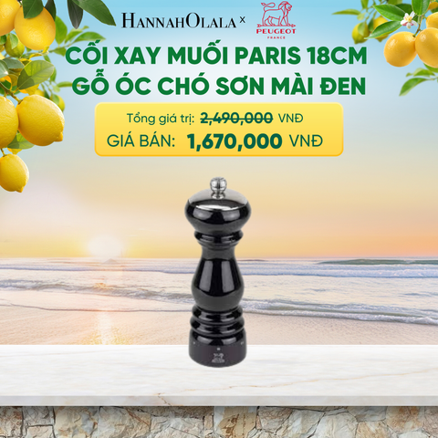  CỐI XAY MUỐI PARIS 18CM GỖ ÓC CHÓ SƠN MÀI ĐEN - A2584 