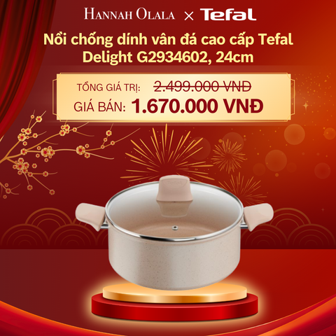  DEAL 9.1: NỒI CHỐNG DÍNH VÂN ĐÁ CAO CẤP TEFAL DELIGHT G2934602, 24CM 