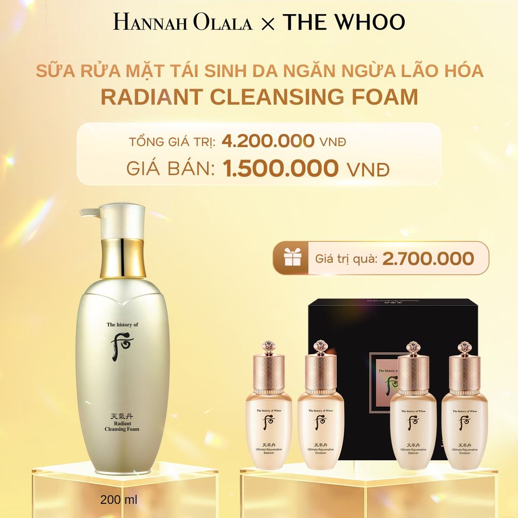  C677_DEAL 21: SỮA RỬA MẶT TÁI SINH DA NGĂN NGỪA LÃO HÓA WHOO CHEONGIDAN RADIANT CLEANSING FOAM 200ML 