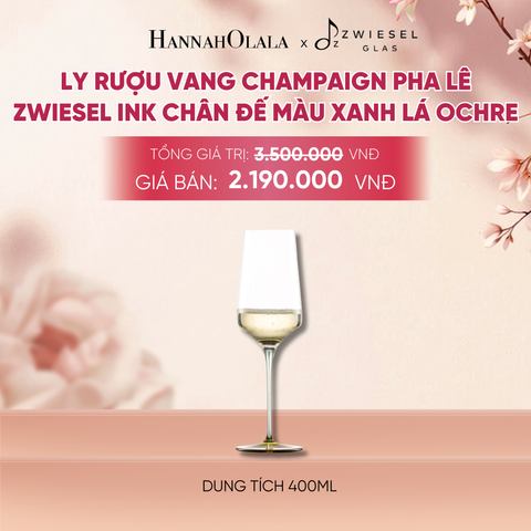  LY RƯỢU VANG PHA LÊ ZWIESEL INK CHÂN ĐẾ MÀU XANH LÁ OCHRE - A840 