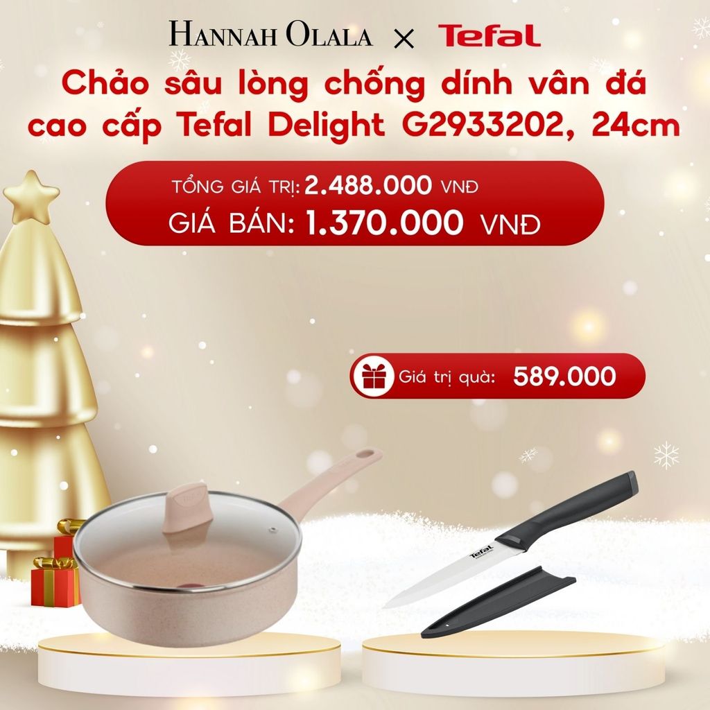  A1166_DEAL 9.2: CHẢO SÂU LÒNG CHỐNG DÍNH VÂN ĐÁ CAO CẤP TEFAL DELIGHT G2933202, 24CM 
