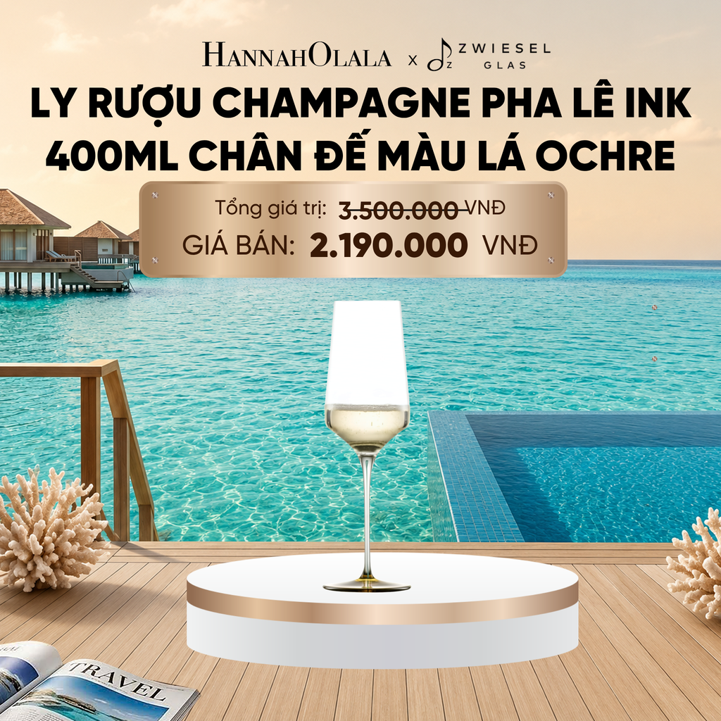 LY RƯỢU VANG PHA LÊ ZWIESEL INK CHÂN ĐẾ MÀU XANH LÁ OCHRE_ D1010 