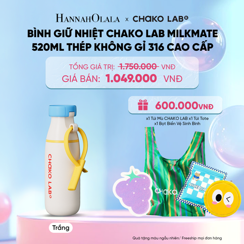  BÌNH GIỮ NHIỆT CHAKO LAB MILKMATE 520ML THÉP KHÔNG GỈ 316 CAO CẤP 
