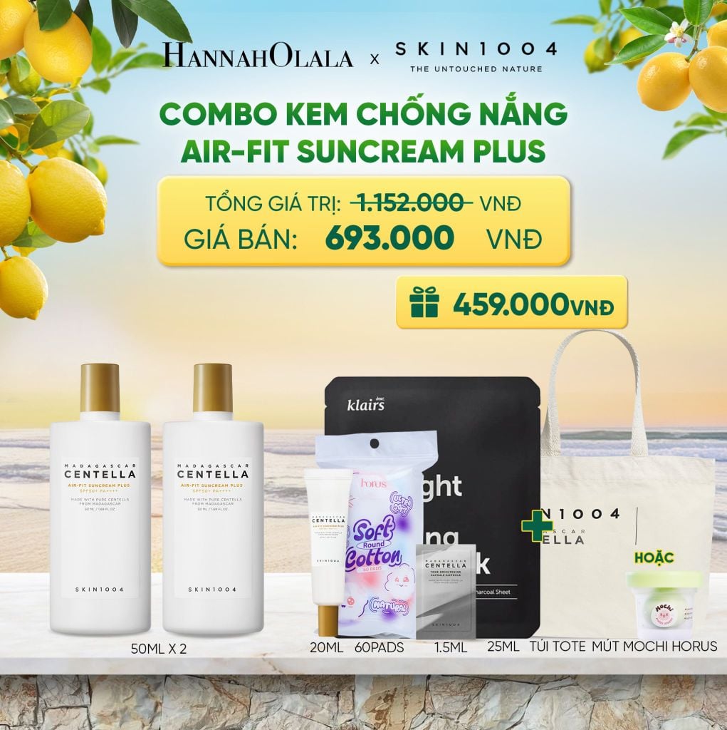  COMBO 02 PCS SKIN1004 KEM CHỐNG NẮNG MADAGASCAR CENTELLA AIR-FIT SUNCREAM PLUS 50ML - A365 