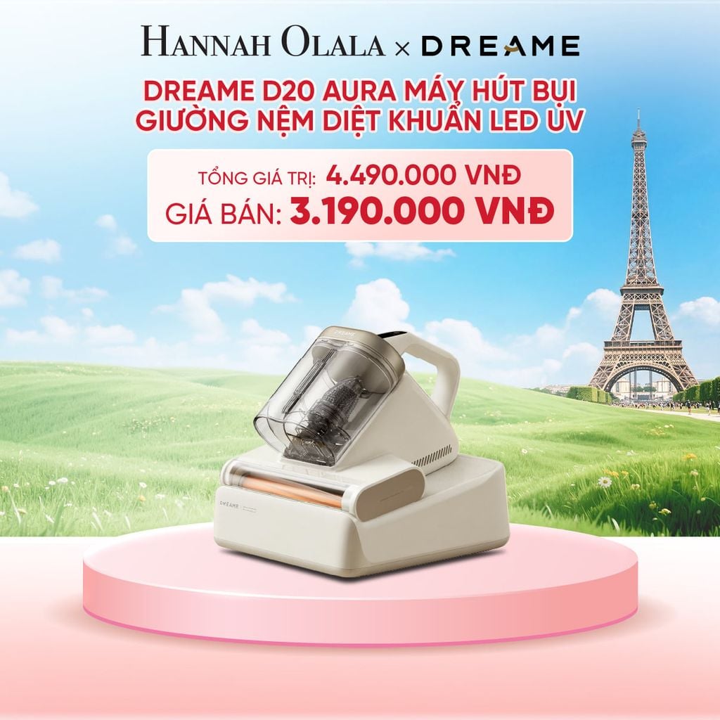  DREAME D20 AURA MÁY HÚT BỤI GIƯỜNG NỆM DIỆT KHUẨN LED UV - LỰC HÚT 16.000PA - SẤY KHÍ NÓNG 3D 70°C - BH 24 THÁNG - B14 