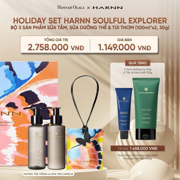  DEAL 21: HOLIDAY SET HARNN SOULFUL EXPLORER - BỘ 3 SẢN PHẨM SỮA TẮM, SỮA DƯỠNG THỂ & TÚI THƠM (100ml*x2, 30g) 
