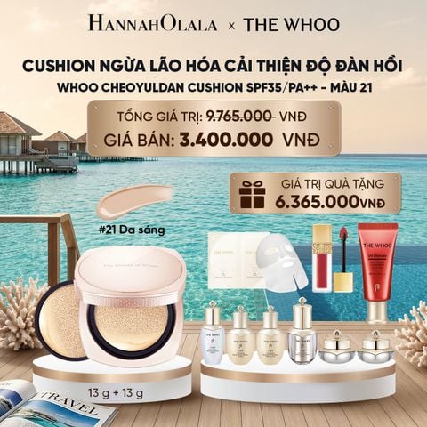  [TẶNG KÈM 1 LÕI] CUSHION NGỪA LÃO HÓA CẢI THIỆN ĐỘ ĐÀN HỒI WHOO CHEOYULDAN SIGNATURE CUSHION FOUNDATION SPF35/PA++ - MÀU 21_ D2078 