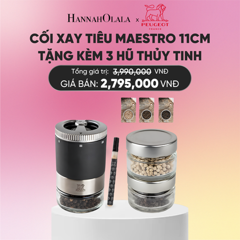  CỐI XAY TIÊU MAESTRO 11CM TẶNG KÈM 3 HŨ THỦY TINH 