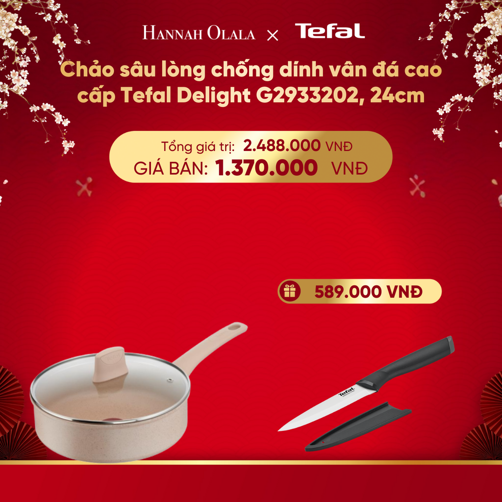 DEAL 8.2: CHẢO SÂU LÒNG CHỐNG DÍNH VÂN ĐÁ CAO CẤP TEFAL DELIGHT G2933202, 24CM 