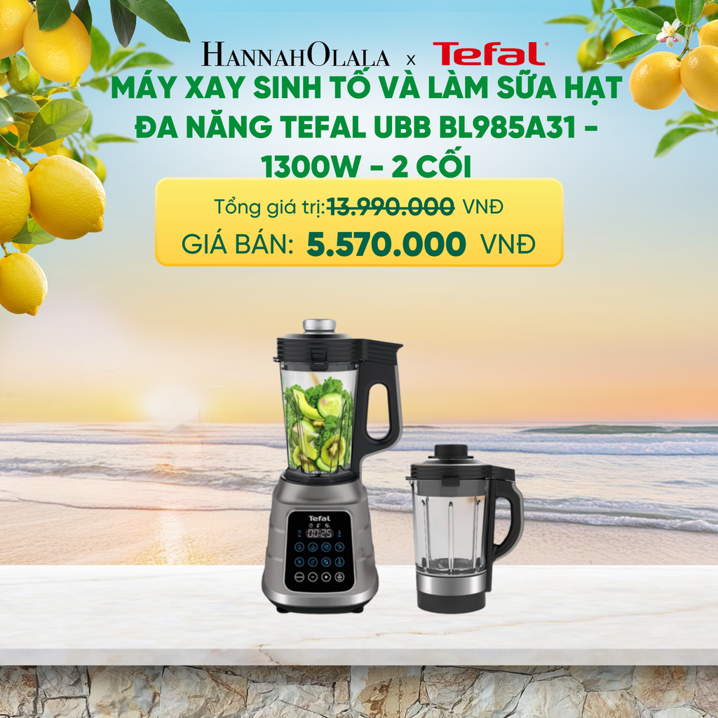  MÁY XAY SINH TỐ VÀ LÀM SỮA HẠT ĐA NĂNG TEFAL UBB BL985A31 - 1300W - 2 CỐI 