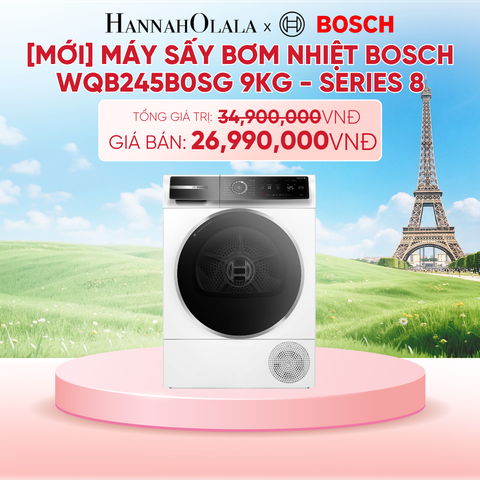  [MỚI] MÁY SẤY BƠM NHIỆT BOSCH WQB245B0SG 9KG - SERIES 8 - B202 