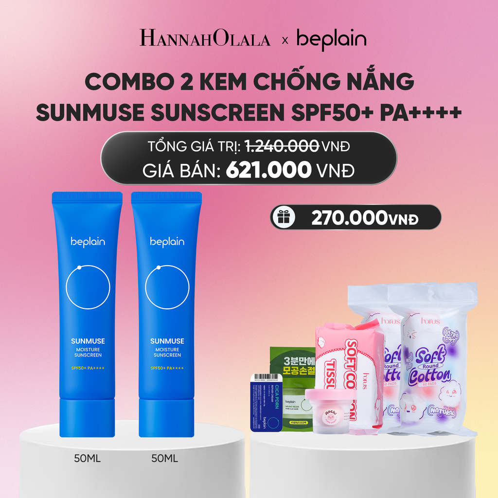  COMBO 2 KCN: BEPLAIN KEM CHỐNG NẮNG SUNMUSE SUNSCREEN 50ML BẤT KỲ_A2157 
