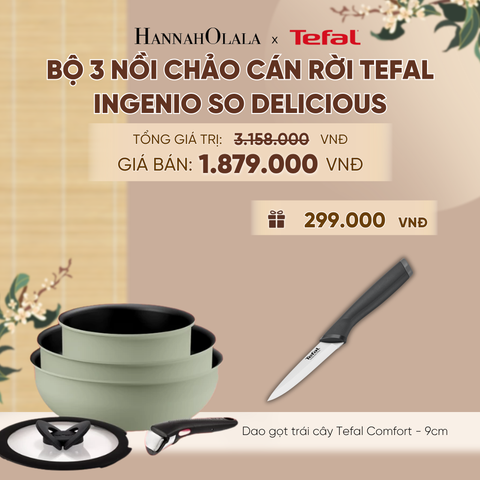  [MỚI] BỘ 3 NỒI CHẢO CÁN RỜI TEFAL INGENIO SO DELICIOUS, QUÁNH 16CM/ CHIÊN 24CM/ XÀO 26CM, NẮP 16CM - A625 