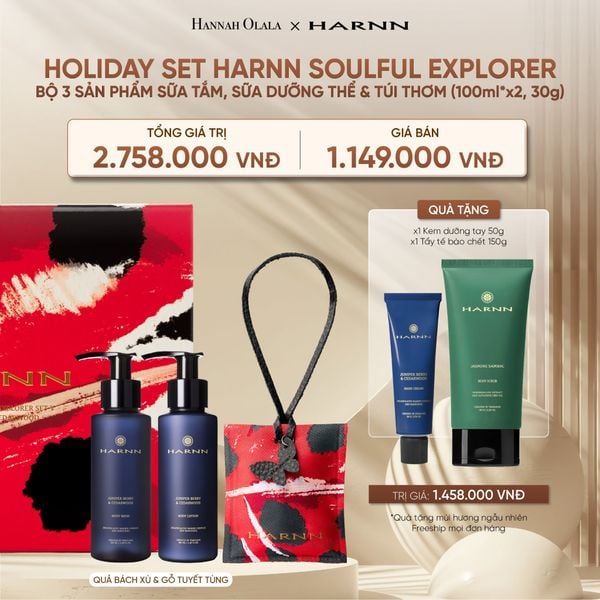  DEAL 21: HOLIDAY SET HARNN SOULFUL EXPLORER - BỘ 3 SẢN PHẨM SỮA TẮM, SỮA DƯỠNG THỂ & TÚI THƠM (100ml*x2, 30g) 