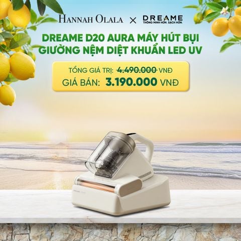  DREAME D20 AURA MÁY HÚT BỤI GIƯỜNG NỆM DIỆT KHUẨN LED UV - LỰC HÚT 16.000PA - SẤY KHÍ NÓNG 3D 70°C - BH 24 THÁNG 