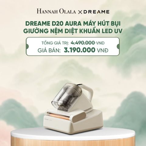  DREAME D20 AURA MÁY HÚT BỤI GIƯỜNG NỆM DIỆT KHUẨN LED UV - LỰC HÚT 16.000PA - SẤY KHÍ NÓNG 3D 70°C - BH 24 THÁNG - A1795 