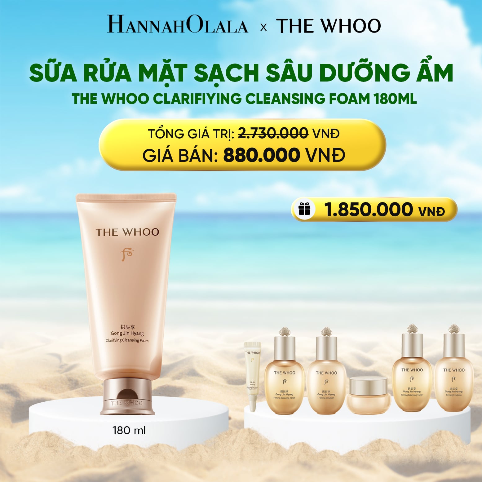 Sữa Rửa Mặt The Whoo Gong Jin Hyang Clarifying Cleansing Foam 180ml