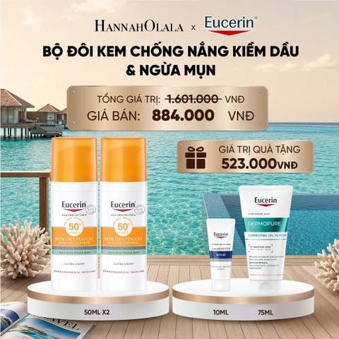  BỘ ĐÔI KEM CHỐNG NẮNG GIÚP HỖ TRỢ GIẢM BÓNG NHỜN EUCERIN SUN DRY TOUCH OIL CONTROL FACE SPF50+ 50ML_ D323 