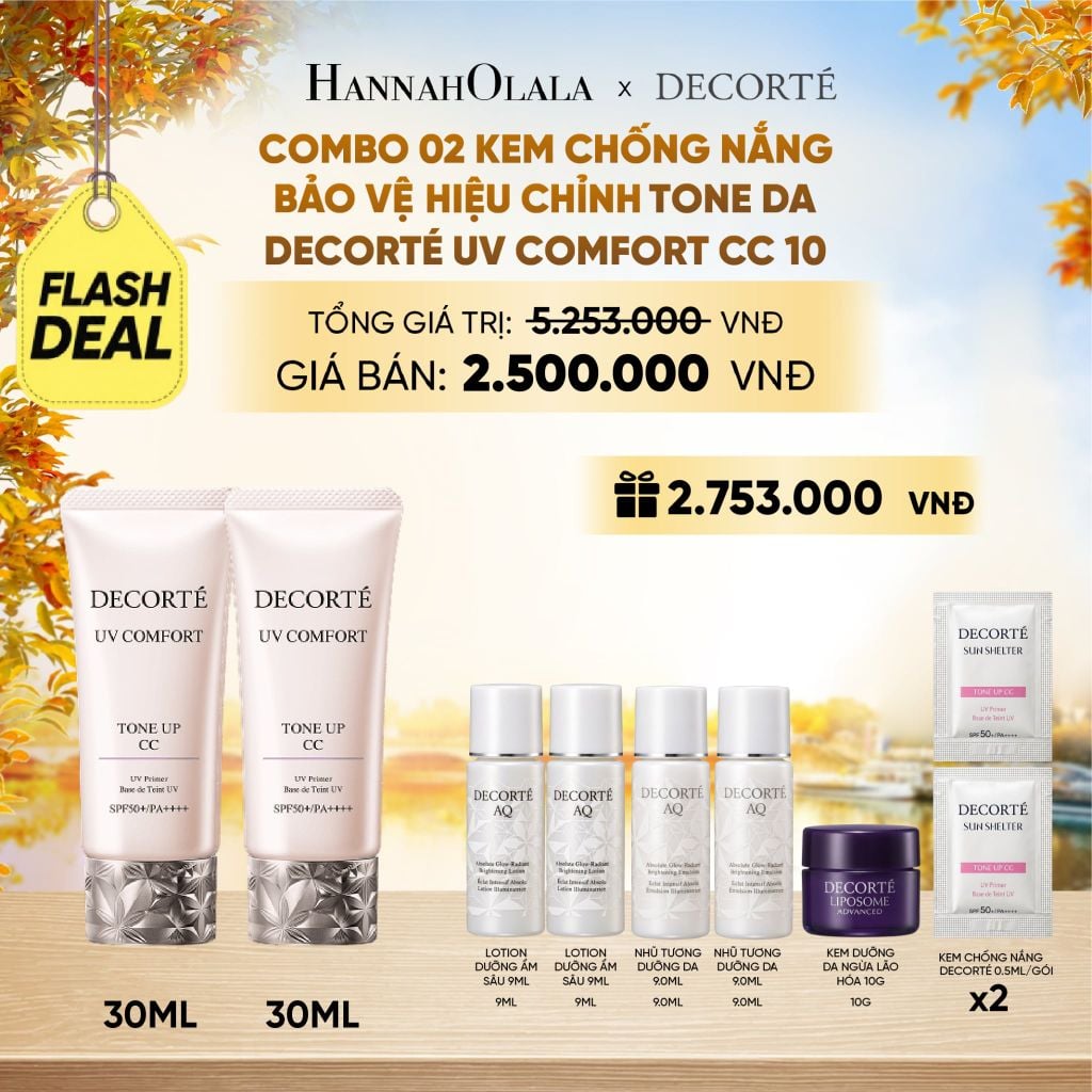  COMBO 02 KEM CHỐNG NẮNG BẢO VỆ HIỆU CHỈNH TONE DA DECORTÉ UV COMFORT - E1135 
