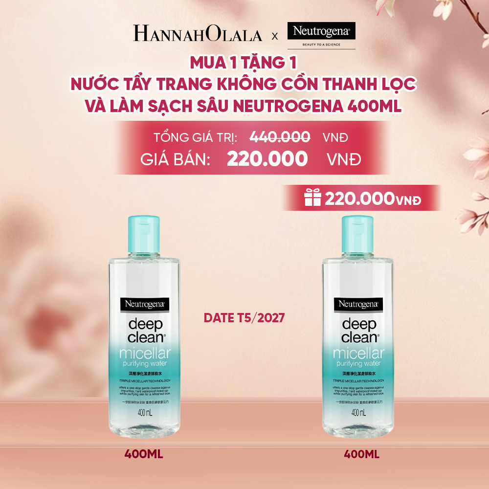  MUA 1 TẶNG 1 NƯỚC TẨY TRANG KHÔNG CỒN THANH LỌC VÀ LÀM SẠCH SÂU NEUTROGENA DEEP CLEAN MICELLAR PURIFYING 400ML (HSD: 20/052027) - A12 