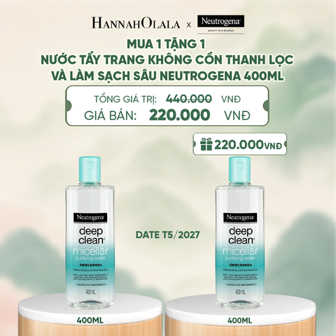  MUA 1 TẶNG 1 NƯỚC TẨY TRANG KHÔNG CỒN THANH LỌC VÀ LÀM SẠCH SÂU NEUTROGENA DEEP CLEAN MICELLAR PURIFYING 400ML (HSD: 20/052027) - A994 