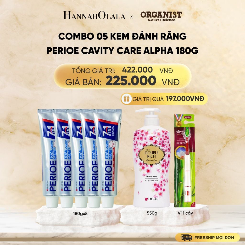  COMBO 05 KEM ĐÁNH RĂNG PERIOE CAVITY CARE ALPHA 180G - DEAL 20 