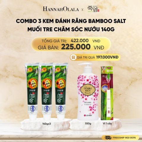  COMBO 3 KEM ĐÁNH RĂNG BAMBOO SALT MUỐI TRE CHĂM SÓC RĂNG Ê BUỐT/ NƯỚU 140G/TUÝP - DEAL23 
