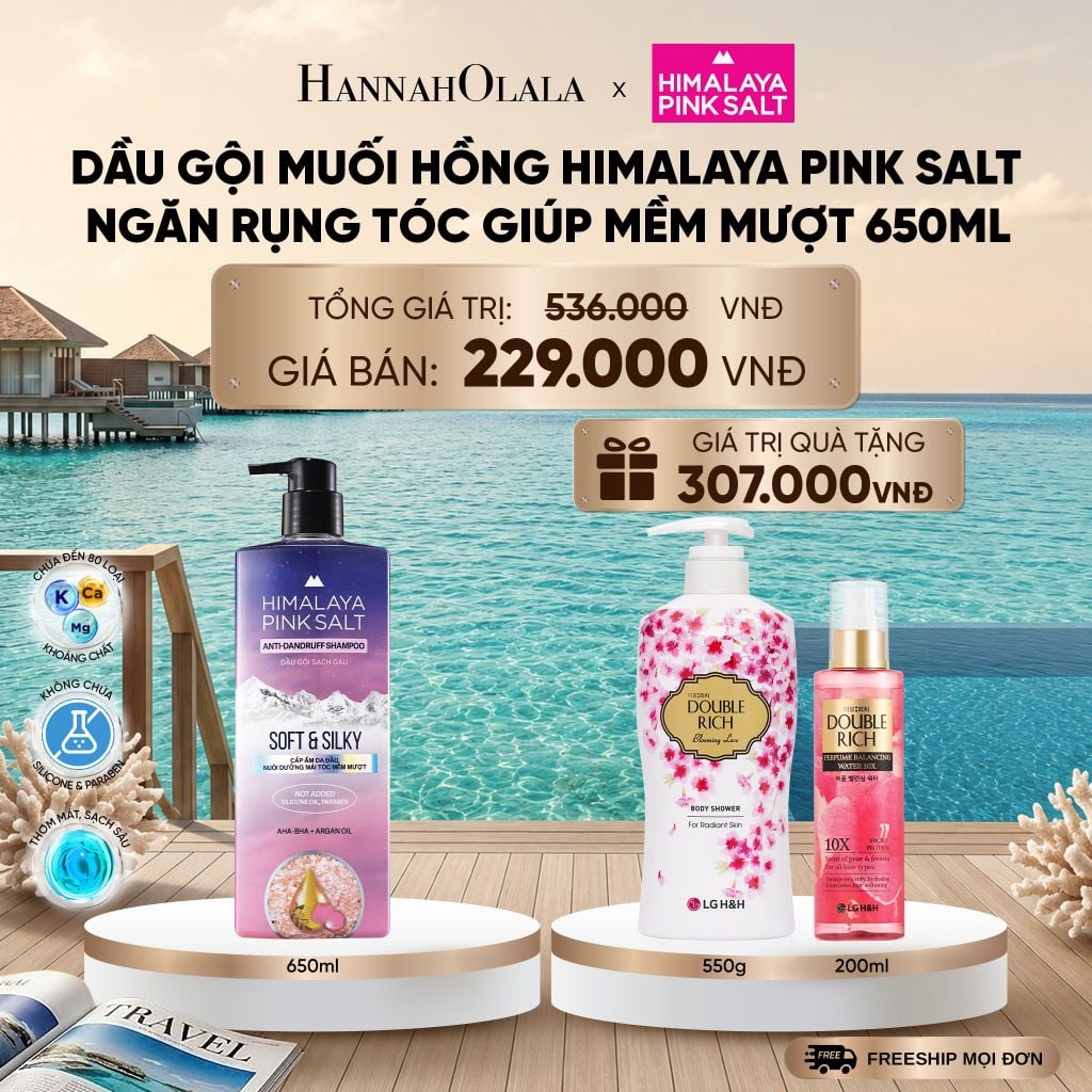  DẦU GỘI HIMALAYA PINK SALT MUỐI HỒNG CHO DA ĐẦU NGỨA, NGĂN RỤNG TÓC GIÚP MỀM MƯỢT, ÓNG Ả 650ML _ DEAL 16_ D1037 