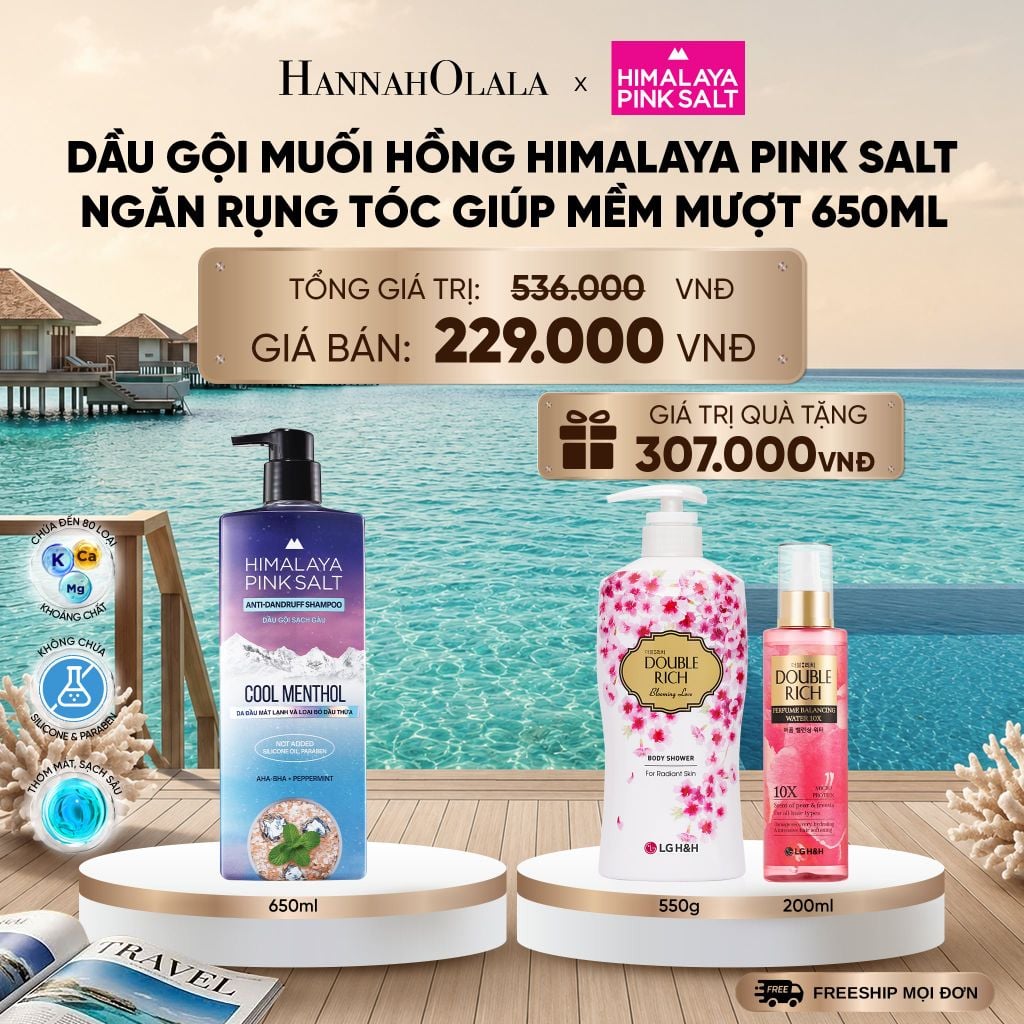  DẦU GỘI HIMALAYA PINK SALT MUỐI HỒNG CHO DA ĐẦU NGỨA, NGĂN RỤNG TÓC GIÚP MỀM MƯỢT, ÓNG Ả 650ML _ DEAL 16_ D1037 
