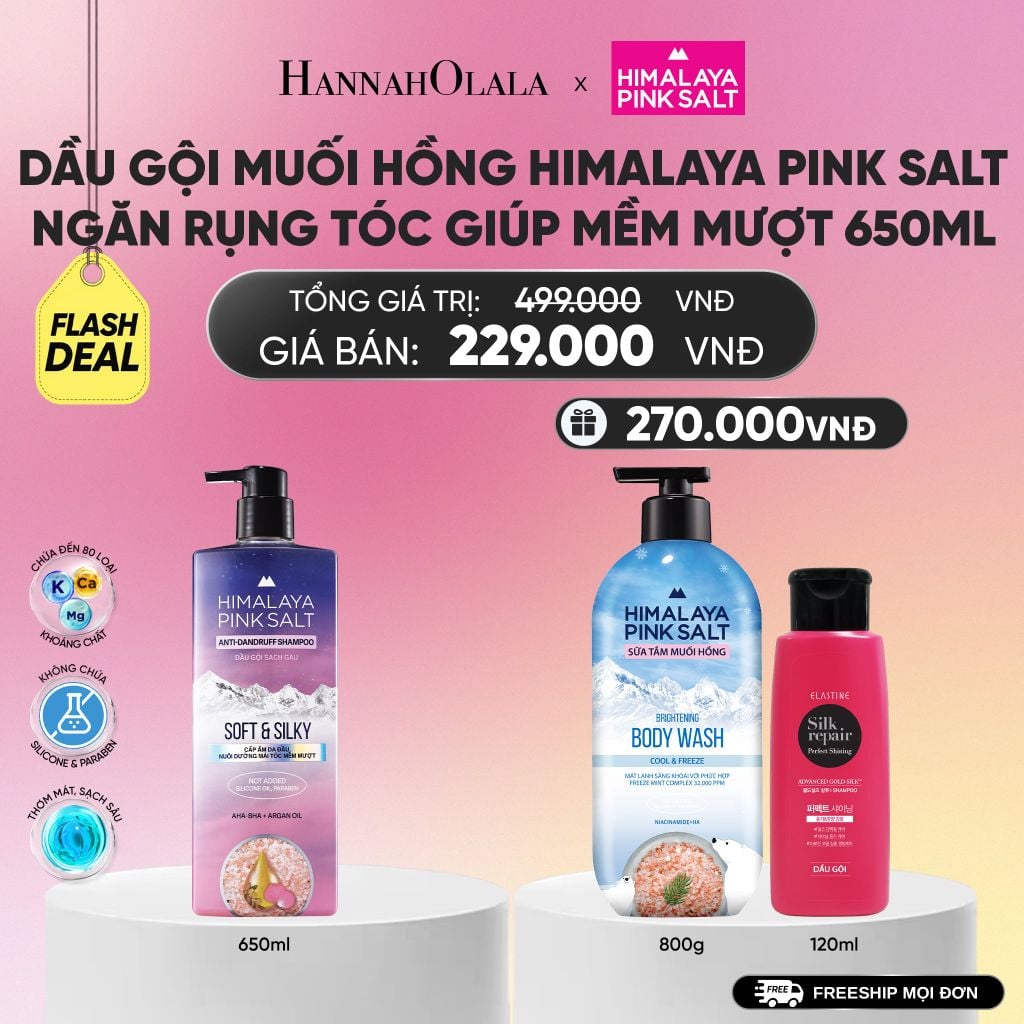  DẦU GỘI HIMALAYA PINK SALT MUỐI HỒNG CHO DA ĐẦU NGỨA, NGĂN RỤNG TÓC GIÚP MỀM MƯỢT, ÓNG Ả 650ML_A1427 