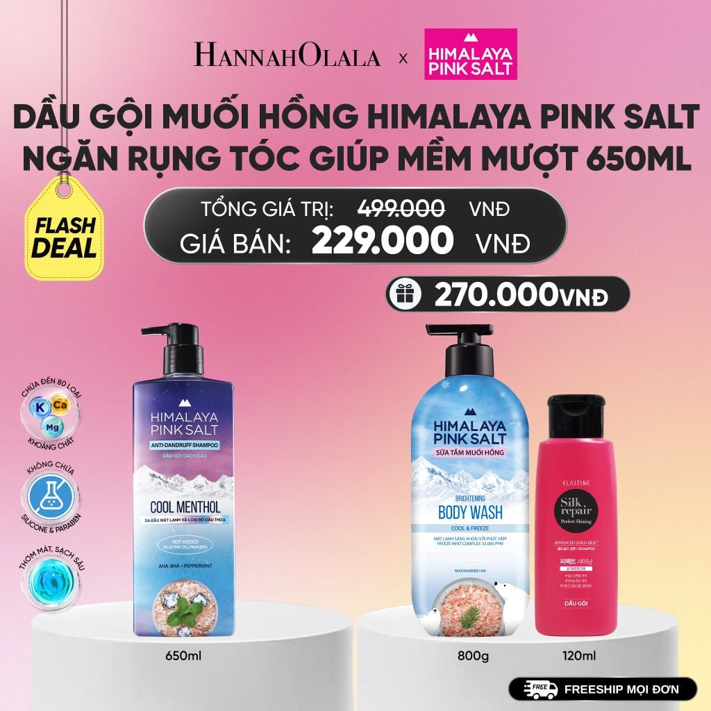  DẦU GỘI HIMALAYA PINK SALT MUỐI HỒNG CHO DA ĐẦU NGỨA, NGĂN RỤNG TÓC GIÚP MỀM MƯỢT, ÓNG Ả 650ML_A1427 