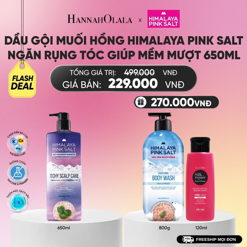  DẦU GỘI HIMALAYA PINK SALT MUỐI HỒNG CHO DA ĐẦU NGỨA, NGĂN RỤNG TÓC GIÚP MỀM MƯỢT, ÓNG Ả 650ML_A1427 