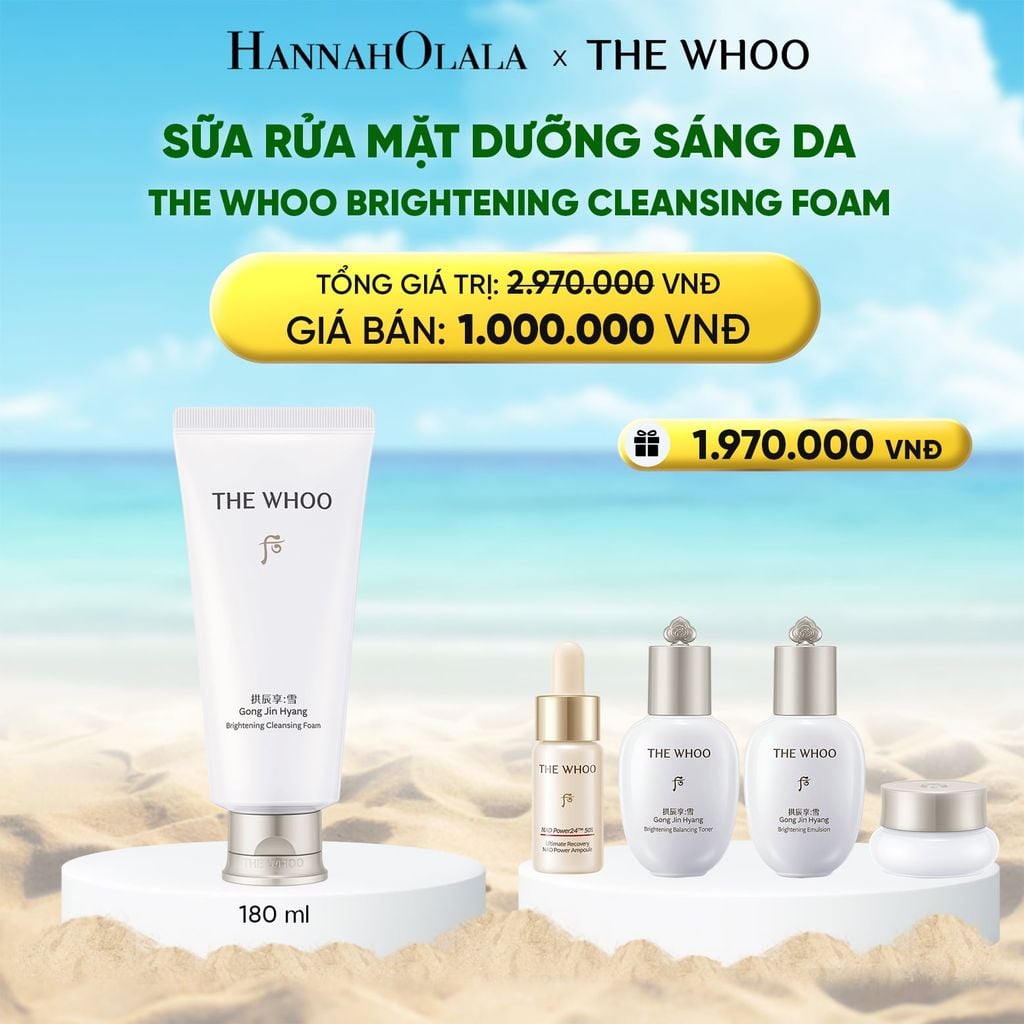  DEAL 22: SỮA RỬA MẶT DƯỠNG SÁNG DA THE WHOO GONGJINHYANG BRIGHTENING CLEANSING FOAM 180ML 