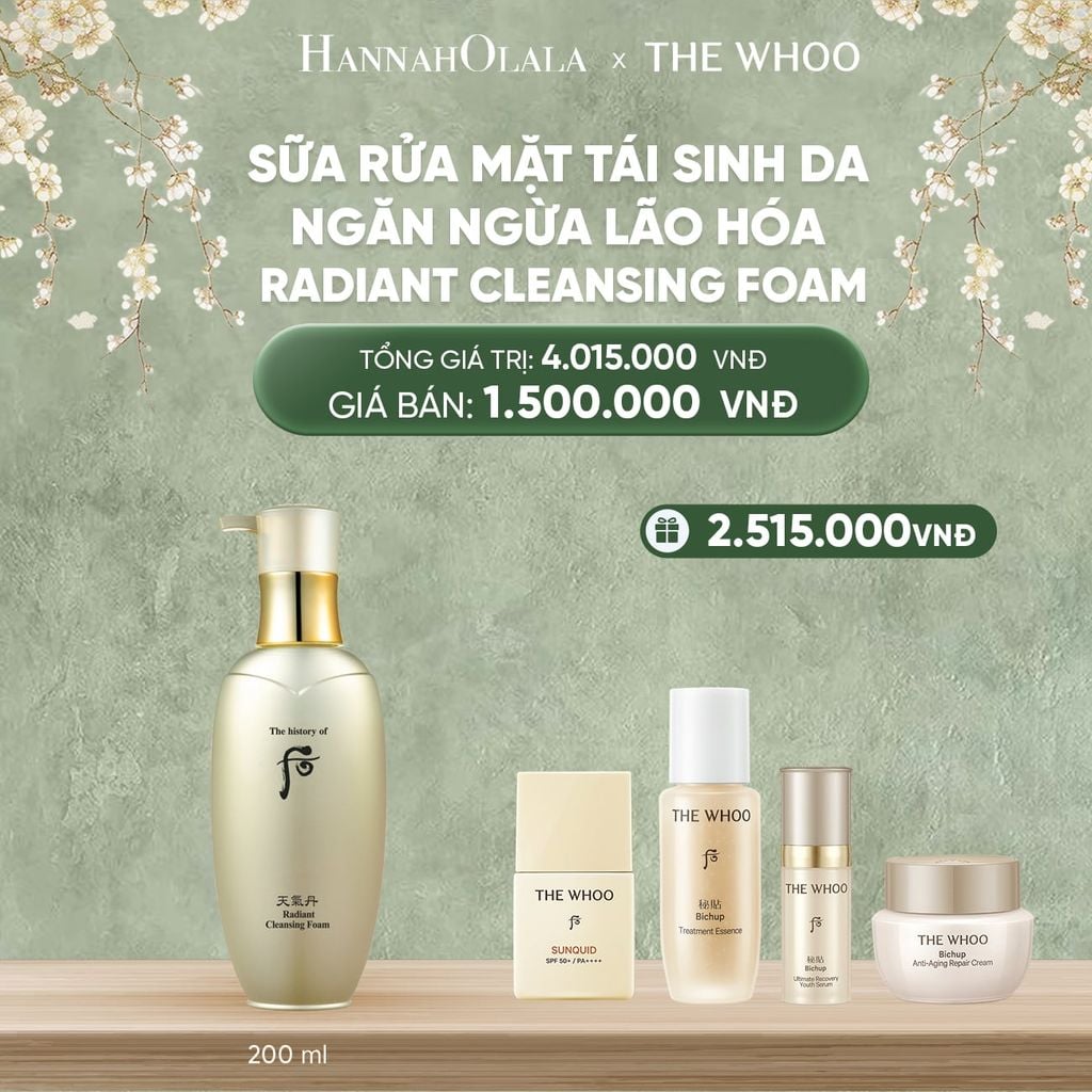  DEAL22: SỮA RỬA MẶT TÁI SINH DA NGĂN NGỪA LÃO HÓA WHOO CHEONGIDAN RADIANT CLEANSING FOAM 200ML 