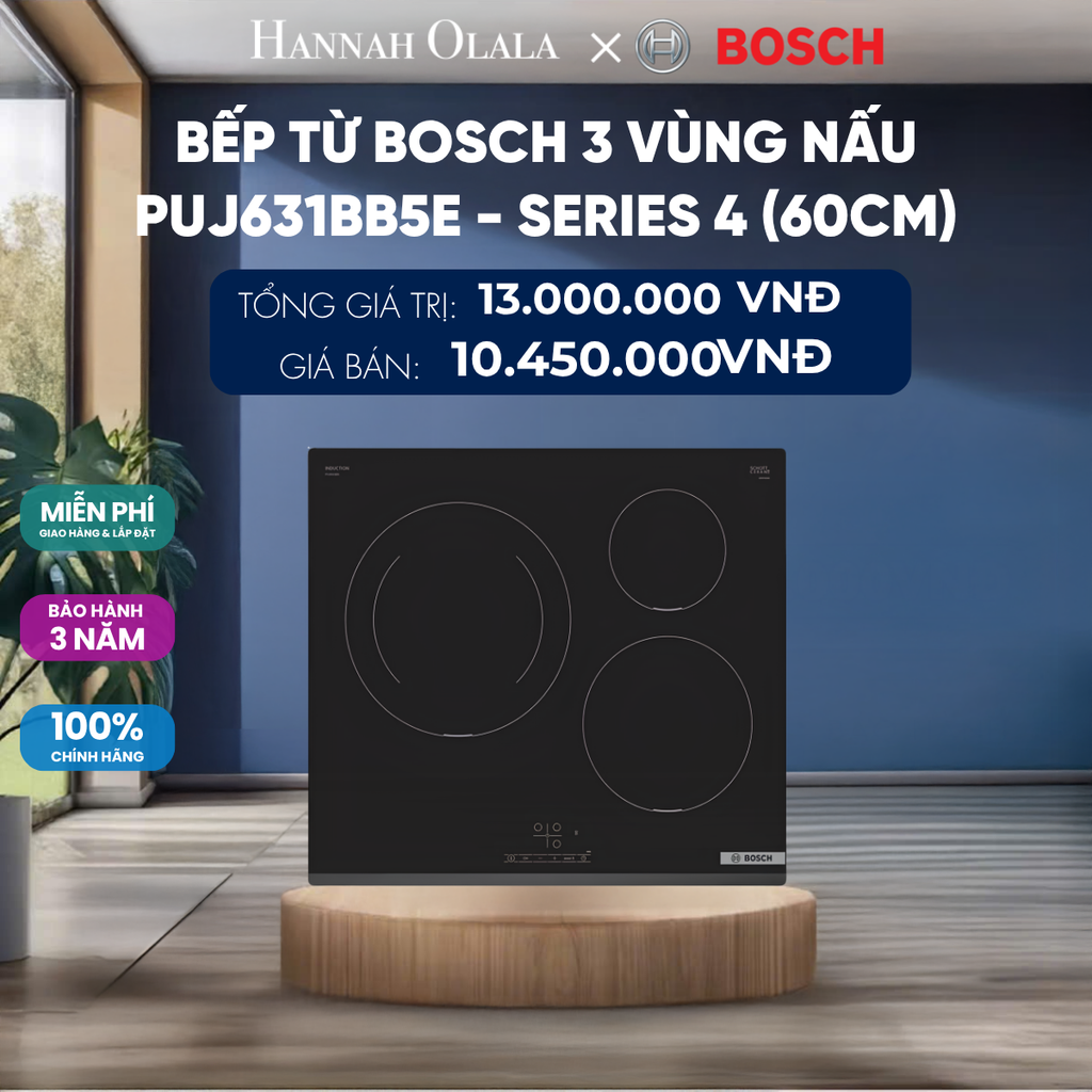  BẾP TỪ BOSCH 3 VÙNG NẤU PUJ631BB5E - SERIES 4 (60CM) 