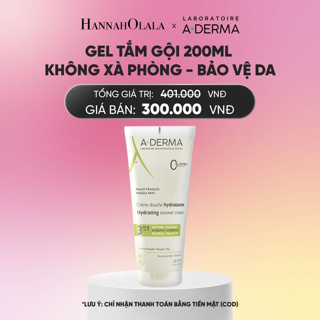  GEL TẮM GỘI DỊU NHẸ A-DERMA ESSENTIAL HYDRATING SHOWER CREAM 200ML KHÔNG XÀ PHÒNG GIÚP LÀM SẠCH, ẨM MƯỢT VÀ BẢO VỆ DA_A2414 