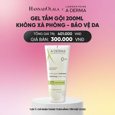  GEL TẮM GỘI DỊU NHẸ A-DERMA ESSENTIAL HYDRATING SHOWER CREAM 200ML KHÔNG XÀ PHÒNG GIÚP LÀM SẠCH, ẨM MƯỢT VÀ BẢO VỆ DA_A2414 