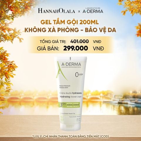  GEL TẮM GỘI DỊU NHẸ A-DERMA ESSENTIAL HYDRATING SHOWER CREAM 200ML - E1164 