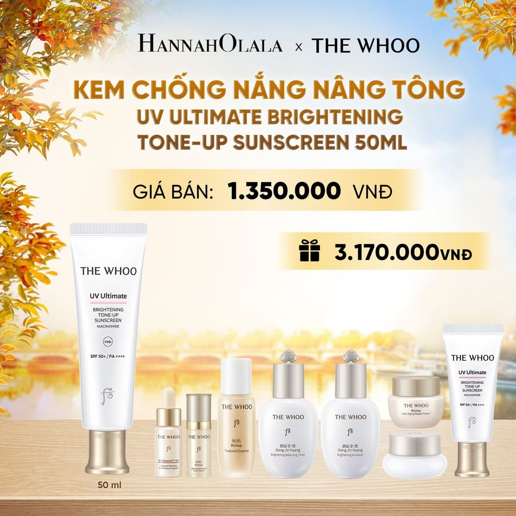  BỘ KEM CHỐNG NẮNG NÂNG TÔNG THE WHOO UV ULTIMATE BRIGHTENING TONE-UP SUNSCREEN 50ML - E2124 