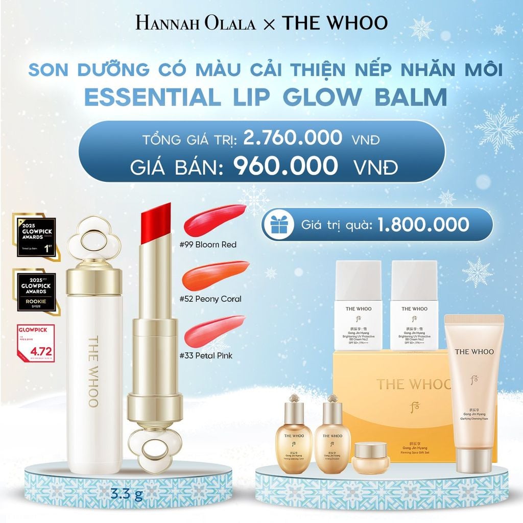  DEAL 22: BỘ SON DƯỠNG CẢI THIỆN NẾP NHĂN MÔI THE WHOO ESSENTIAL LIP GLOW BALM 