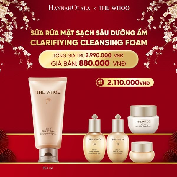  A616_DEAL 23: SỮA RỬA MẶT SẠCH SÂU DƯỠNG ẨM THE WHOO GONG JIN HYANG CLARIFIYING CLEANSING FOAM 180ML 