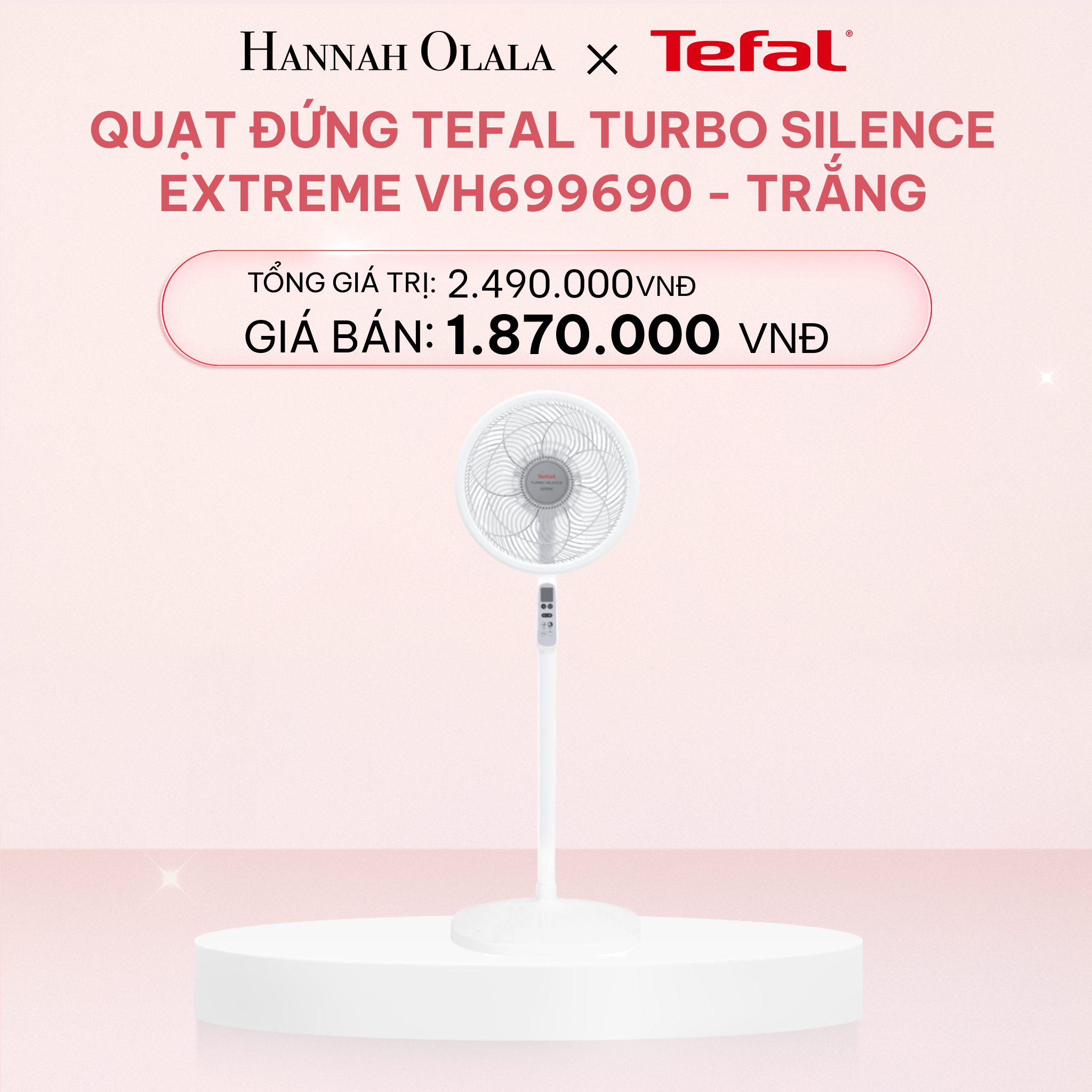  E88_DEAL 11.2: QUẠT ĐỨNG TEFAL TURBO SILENCE EXTREME VH699690 - TRẮNG 