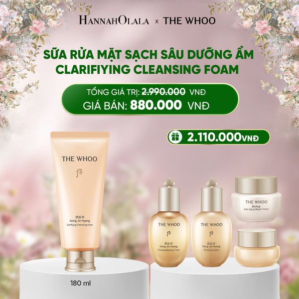  E139_DEAL 23: SỮA RỬA MẶT SẠCH SÂU DƯỠNG ẨM THE WHOO GONG JIN HYANG CLARIFIYING CLEANSING FOAM 180ML 