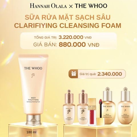  C678_DEAL 22: BỘ SỮA RỬA MẶT SẠCH SÂU THE WHOO GONG JIN HYANG CLARIFIYING CLEANSING FOAM 180ML 