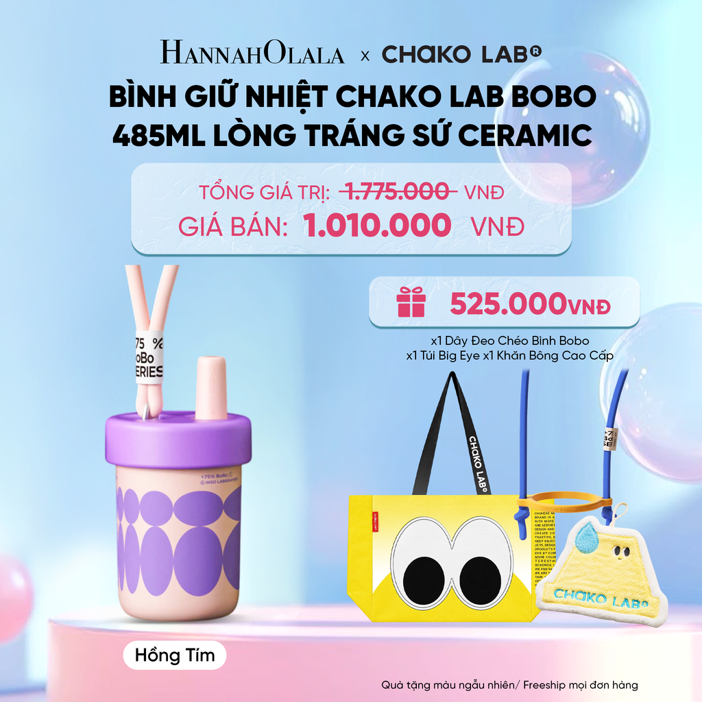  BÌNH GIỮ NHIỆT CHAKO LAB BOBO 485ML LÒNG TRÁNG SỨ CERAMIC 
