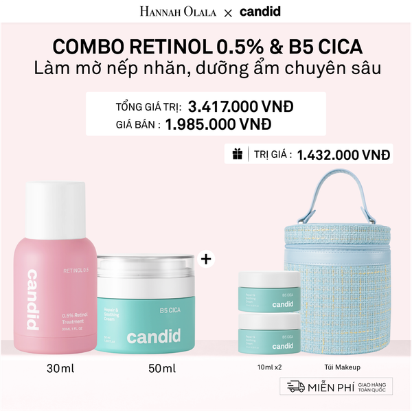  A4_DEAL 12: RETINOL 0.5 30ML & B5 CICA 50ML BỘ ĐÔI LÀM MỜ NẾP NHĂN VÀ DƯỠNG ẨM PHỤC HỒI CHUYÊN SÂU 