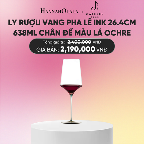  LY RƯỢU VANG PHA LÊ ZWIESEL INK CHÂN ĐẾ MÀU XANH LÁ OCHRE 