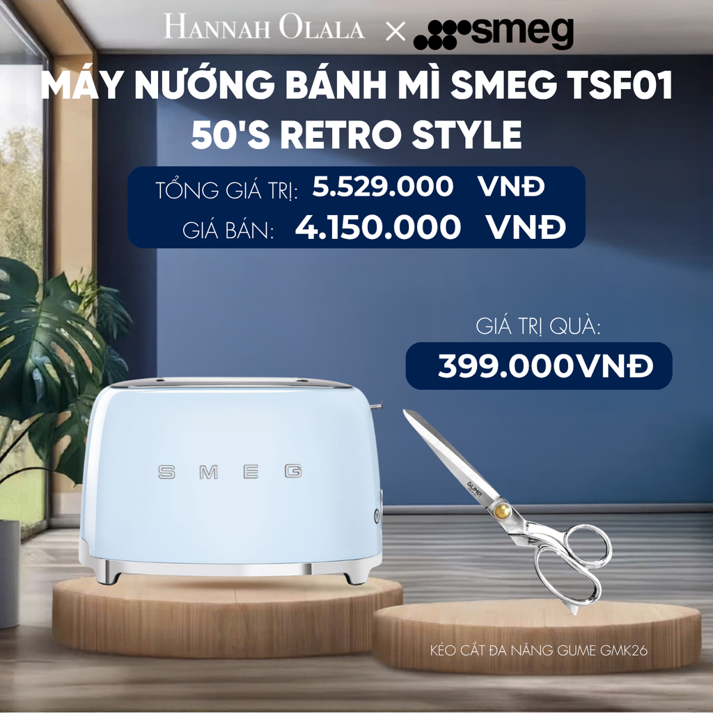  MÁY NƯỚNG BÁNH MÌ SMEG TSF01 50'S RETRO STYLE 
