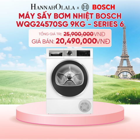  MÁY SẤY BƠM NHIỆT BOSCH WQG24570SG 9KG - SERIES 6 - B203 