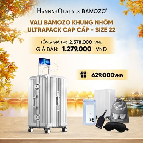  DEAL 4: VALI BAMOZO KHUNG NHÔM ULTRAPACK CAO CẤP (TẶNG TÚI ĐỰNG GIÀY + BỌC VALI CC TRONG SUỐT + THẺ TAG DA CHỐNG THẤT LẠC + BỊT MẮT LỤA + TÚI ĐỰNG ĐIỆN THOẠI CHỐNG NƯỚC) - E1271 
